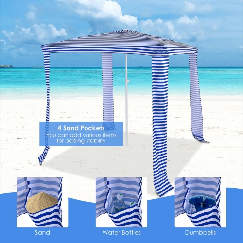 Costway 6.6' x 6.6' Foldable Beach Cabana Easy-Setup Beach Canopy W/ Carry Bag