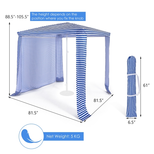 Costway 6.6' x 6.6' Foldable Beach Cabana Easy-Setup Beach Canopy W/ Carry Bag