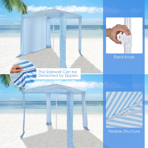 Costway 6.6' x 6.6' Foldable Beach Cabana Easy-Setup Beach Canopy W/ Carry Bag