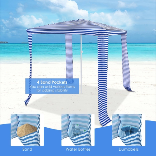 Costway 6.6' x 6.6' Foldable Beach Cabana Easy-Setup Beach Canopy W/ Carry Bag