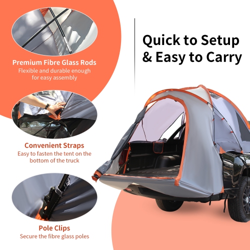 Costway 6.4' -6.7' Full Size Regular Bed Truck Tent Pickup Carry Bag Outdoor Travel