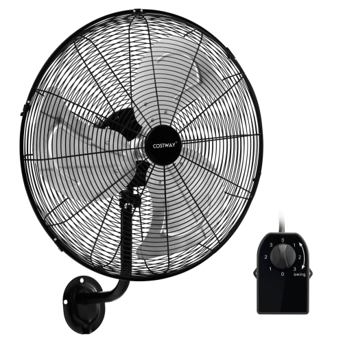 Costway 20 Inch Wall Mount Fan with 3-Speed Options 85° Oscillation 30° Tilt 6 FT Cord