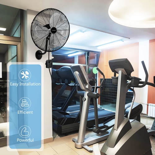 Costway 20 Inch Wall Mount Fan with 3-Speed Options 85° Oscillation 30° Tilt 6 FT Cord