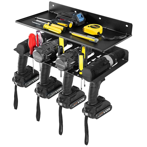 COSTWAY  Power Tool Organizer 4 Slot Drill Holder Wall Mounted Storage Rack