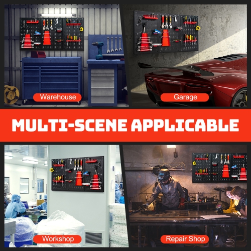 Costway Pegboard Wall Organizer Kit 4 ft.Metal Toolboard W/ 3 Pegboards & 25 Accessories