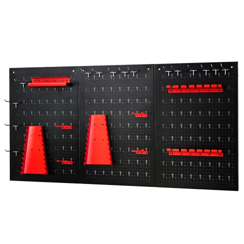 Costway Pegboard Wall Organizer Kit 4 ft.Metal Toolboard W/ 3 Pegboards & 25 Accessories