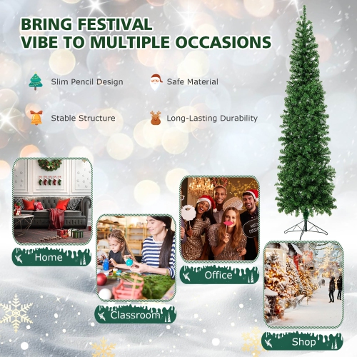 Costway 7ft Pre-lit PVC Artificial Half Christmas Tree w/ 450 Branch Tips & 150 Lights