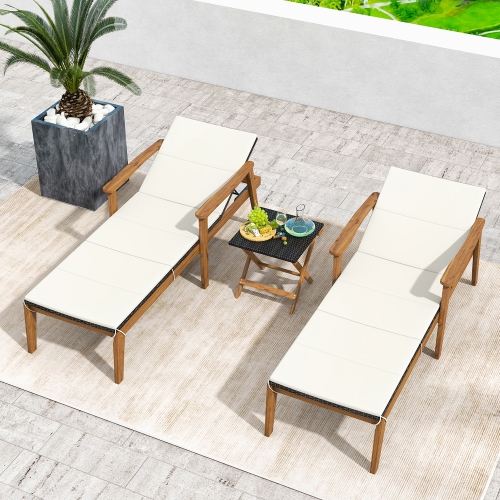 Gymax Outdoor Chaise Lounge Chair Set of 2 w/ Armrests & 4-Level Backrest Adjustment