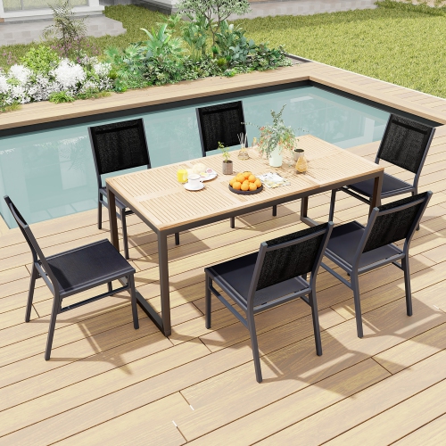 Gymax 4PCS Outdoor Dining Chairs w/ Breathable Seat Backrest Heavy-Duty Aluminum Frame