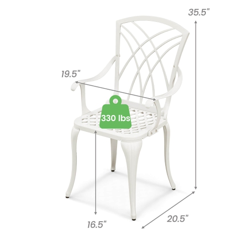 Gymax Set of 4 Cast Aluminum Patio Dining Chairs w/ Armrests Patio Bistro Chairs