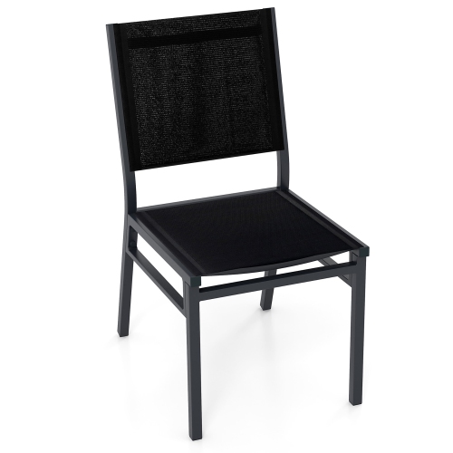 GYMAX  Outdoor Dining Chairs W/ Breathable Seat Backrest Heavy-Duty Aluminum Frame