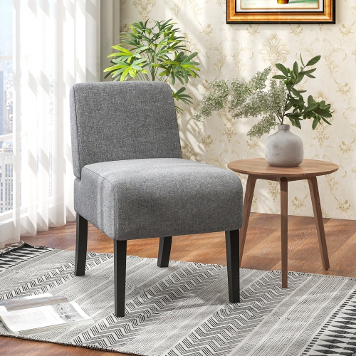 Gymax Armless Accent Chair w/ Rubber Wood Legs Modern Vanity Chair for Bedroom