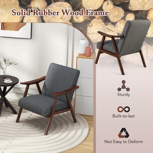 Gymax Modern Accent Chair Leathaire Leisure Armchair w/ Rubber Wood Frame & Felt Pads