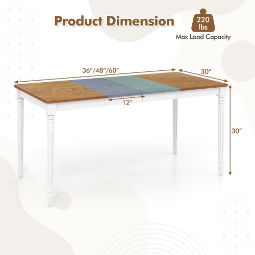 Gymax Extendable Dining Table Folding Kitchen Table for 4-8 People w/ Rubber Wood Legs