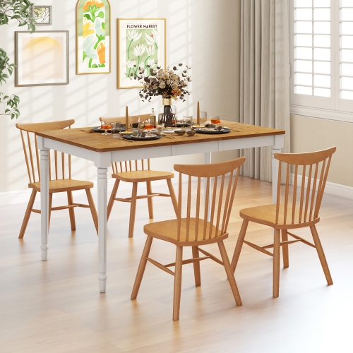 Gymax Extendable Dining Table Folding Kitchen Table for 4-8 People w/ Rubber Wood Legs