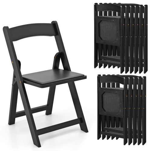 Gymax Set of 12 Dining Chairs w/ Rubber Wood Legs & Padded Seat for Home Office Events Black