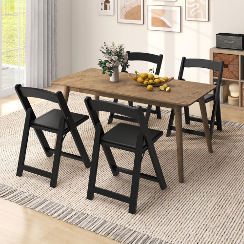 Gymax Set of 12 Dining Chairs w/ Rubber Wood Legs & Padded Seat for Home Office Events Black