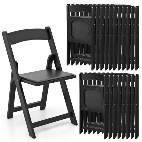 Gymax Set of 20 Dining Chairs w/ Rubber Wood Legs & Padded Seat for Home Office Events Black