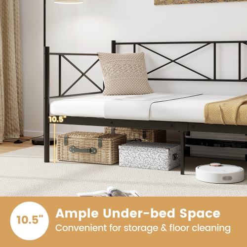 Gymax Twin Size Metal Daybed Modern Platform Bed w/ Heavy-duty Metal Slat Support