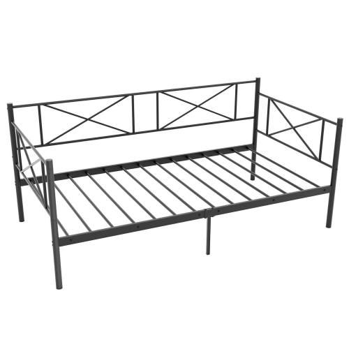 Gymax Twin Size Metal Daybed Modern Platform Bed w/ Heavy-duty Metal Slat Support