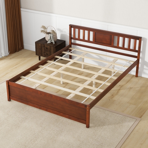 Gymax Twin/Full/Queen Size Bed Frame w/ Headboard Wood Slat Support No Box Spring Needed