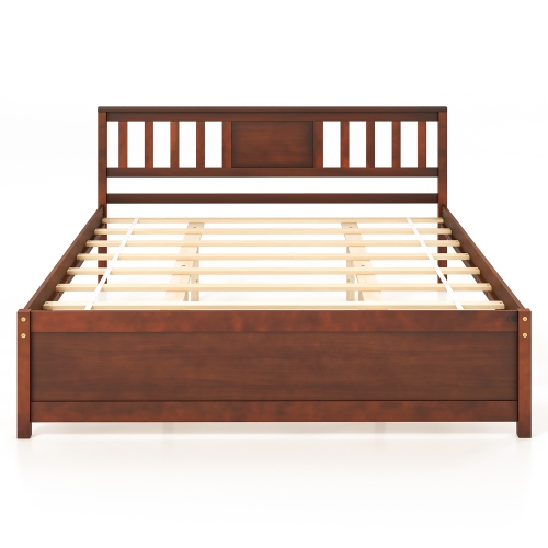 Gymax Twin/Full/Queen Size Bed Frame w/ Headboard Wood Slat Support No Box Spring Needed