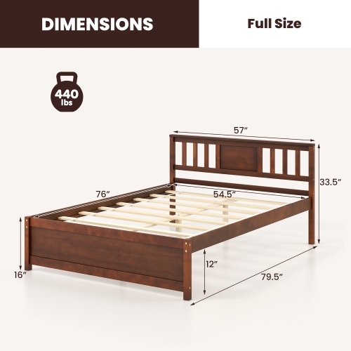 Gymax Twin/Full/Queen Size Bed Frame w/ Headboard Wood Slat Support No Box Spring Needed