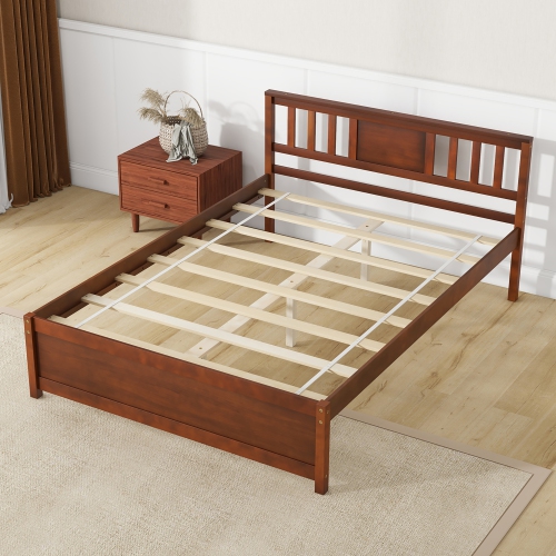 Gymax Twin/Full/Queen Size Bed Frame w/ Headboard Wood Slat Support No Box Spring Needed