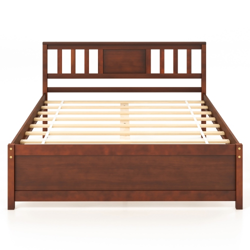 Gymax Twin/Full/Queen Size Bed Frame w/ Headboard Wood Slat Support No Box Spring Needed