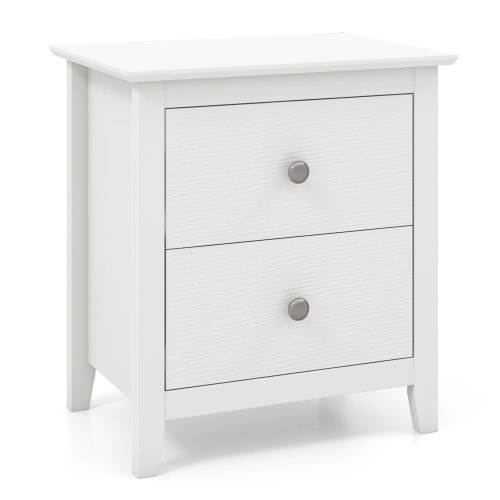 GYMAX  Modern Nightstand With Storage 2 Drawers & Support Legs for Bedroom In White