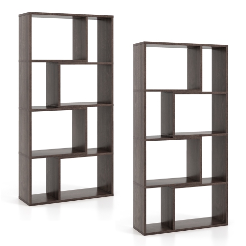 Gymax 4-Tier Geometric Bookshelf 48''/120 CM High Bookcase Modern 8-Cube Storage Organizer