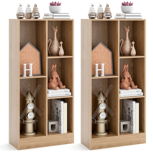 GYMAX  5-Cube Bookshelf 41" Floor Bookcase W/ 2 Anti-Tipping Kits Freestanding Storage