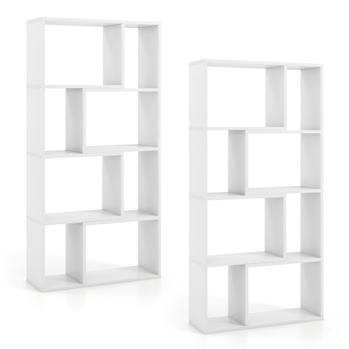 Gymax 4-Tier Geometric Bookshelf 48''/120 CM High Bookcase Modern 8-Cube Storage Organizer