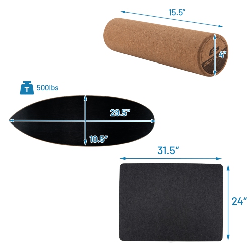 Goplus Wooden Balance Board Trainer Wobble Roller for Exercise Sports Training Equipment