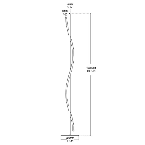 BAZZ Dante 60 in. Matte Black LED Dimmable Modern Floor Lamp