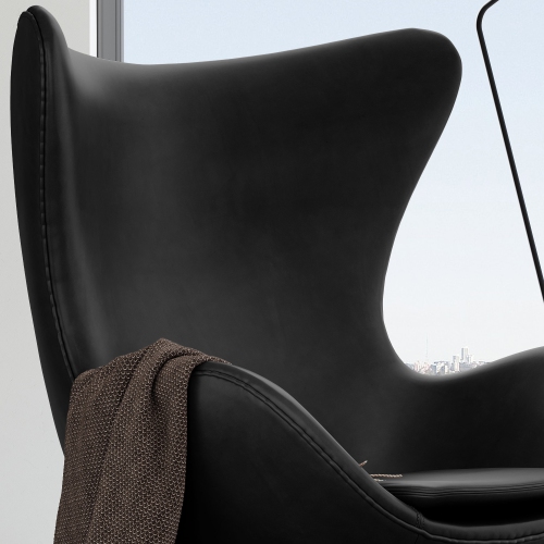 Valencia Finola – Fauteuil d’appoint en cuir pleine fleur, noir