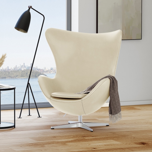 Valencia Finola Top Grain Leather Accent Chair, Cream Color