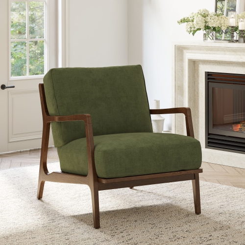 Valencia Ella Fabric Accent Chair, Olive Green Color