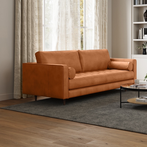Canapé Isabella en cuir grande, cognac