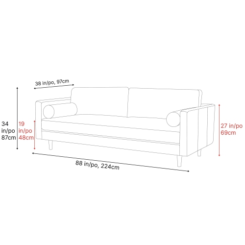 Canapé Isabella en cuir grande, cognac