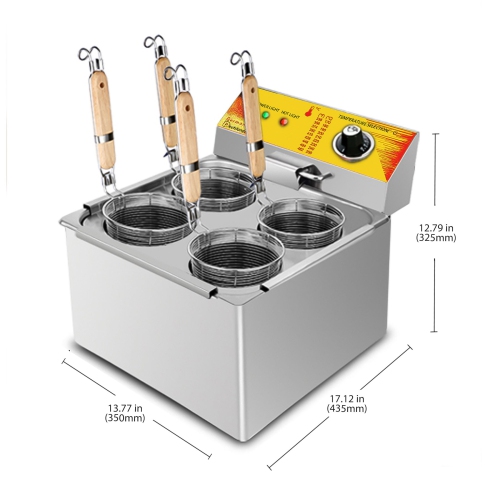 AP-386 Electric Pasta Cooker | Noodle Machine | 4-Basket Hot Pot for Pasta and Noodles | 110V