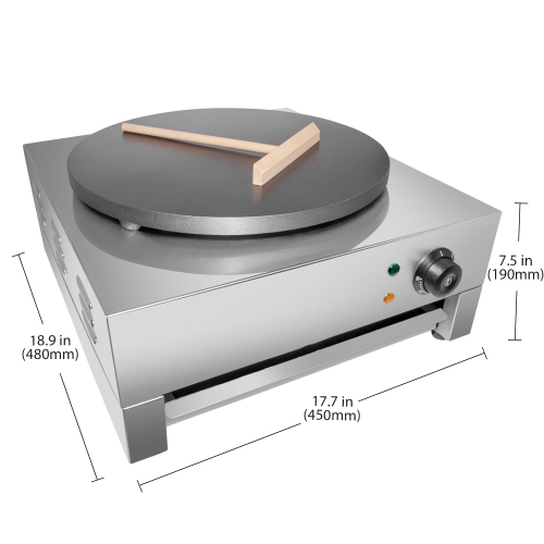 GR-DE1 Pancake Maker | Commercial Electric Crepe Machine | Stainless Steel | 110V