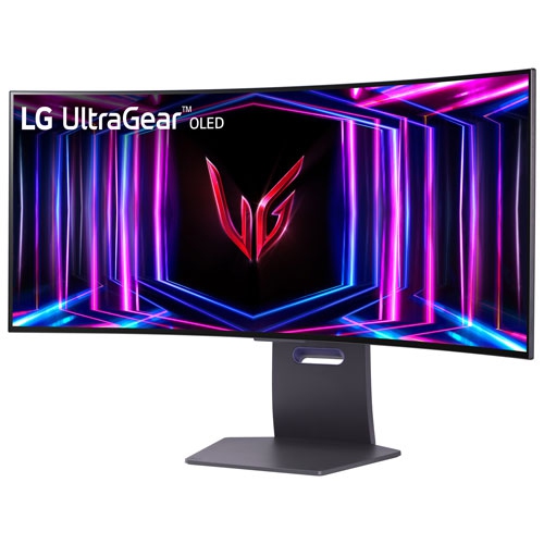 Open Box - LG UltraGear 34" 1440p UWQHD 240Hz 0.03ms GTG Curved OLED LED G-Sync FreeSync Gaming Monitor-Purple-Grey