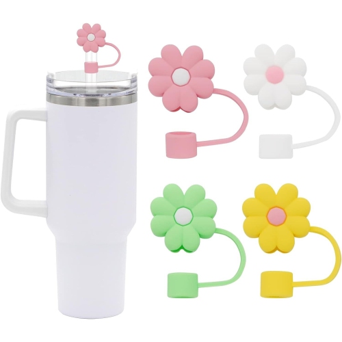 Floral Cute Silicone Straw Covers Cap for Stanley tumbler-4 Pcs