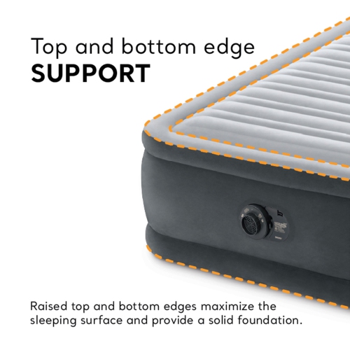 Intex 64411ED Dura Beam Comfort Plus Airbed Mattress w/ Built In Pump, Twin Size