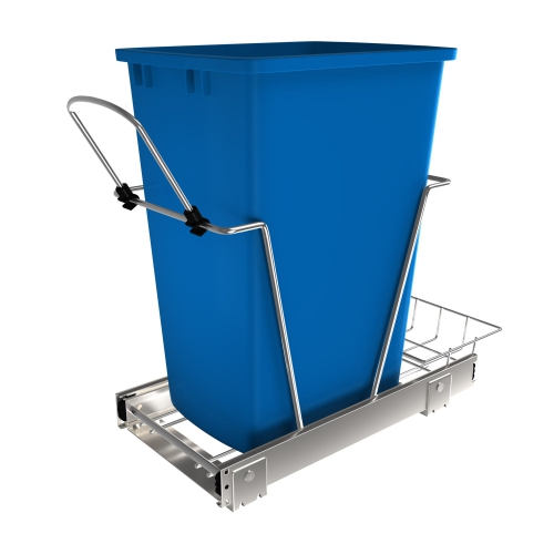 REV-A-SHELF  Pullout Trash Can 35 Qt. for Kitchen Cabinets, Blue, Rv-12Kd-22C-S