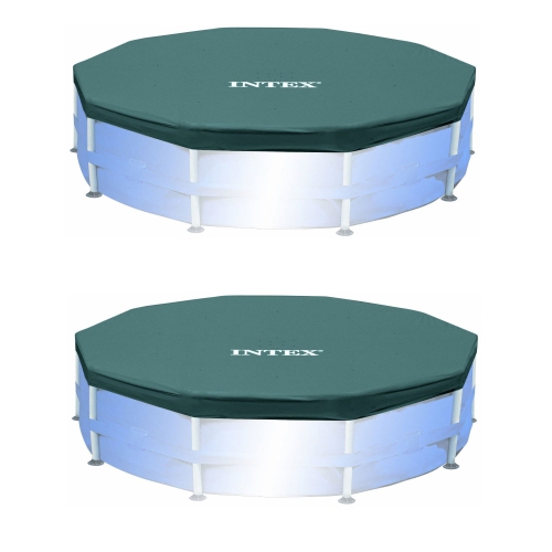 INTEX  10Ft Round Easy Set Outdoor Backyard Swimming Pool Cover (2 Pack) In Blue You may need to contact Best Buy to get complete o