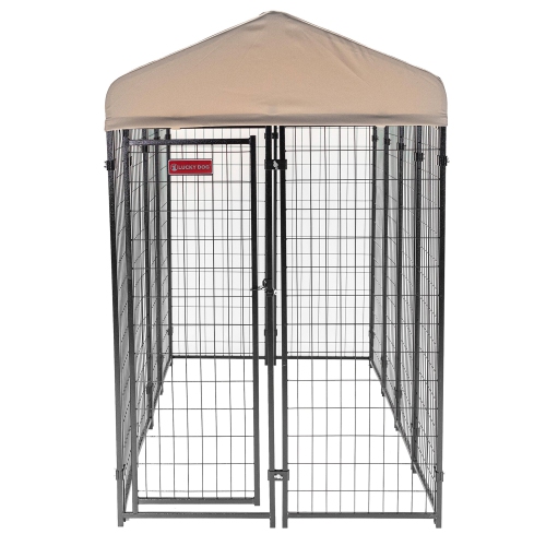 LUCKY DOG  Stay Series 4 X 8 X 6 Foot Roofed Steel Frame Villa Dog Kennel, Khaki