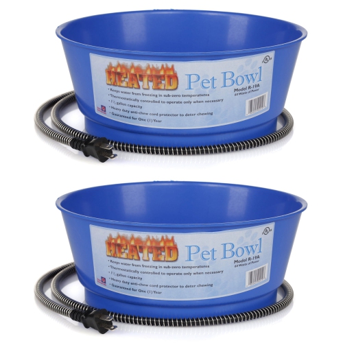 FARM INNOVATORS  60 Watt 1.5 Gallon Electric Heated Pet Water Bowl, Blue (2 Pack)