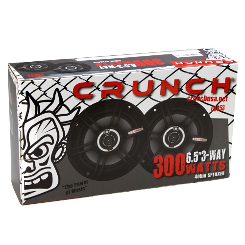 Crunch CS-653 300 Watts 6.5-Inch 3-Way 4 Ohms Steel Basket CS Speakers
